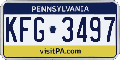 PA license plate KFG3497
