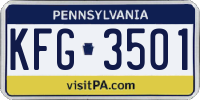 PA license plate KFG3501