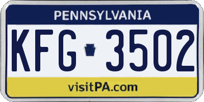 PA license plate KFG3502