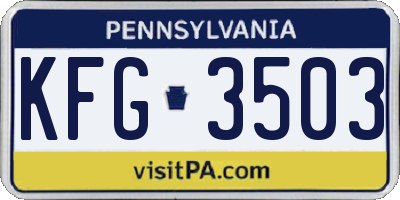 PA license plate KFG3503