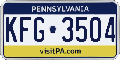 PA license plate KFG3504