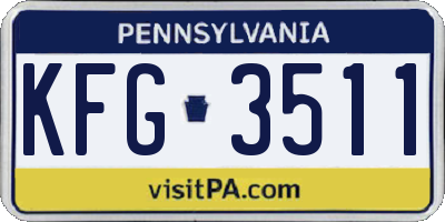 PA license plate KFG3511