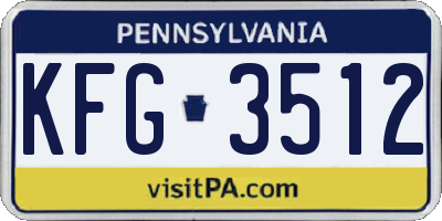 PA license plate KFG3512