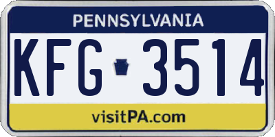 PA license plate KFG3514