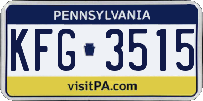 PA license plate KFG3515