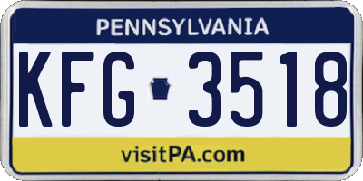 PA license plate KFG3518