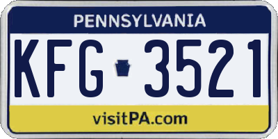 PA license plate KFG3521
