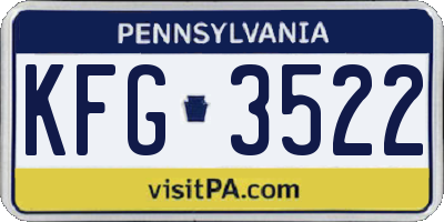 PA license plate KFG3522