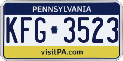PA license plate KFG3523