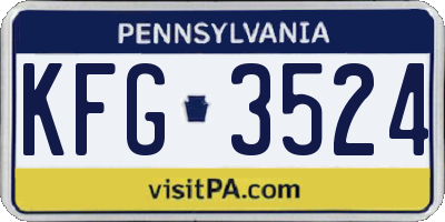 PA license plate KFG3524