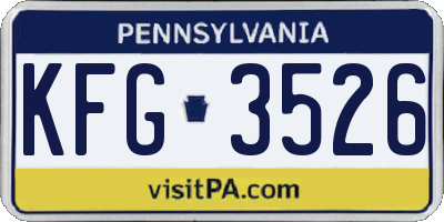 PA license plate KFG3526