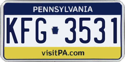 PA license plate KFG3531