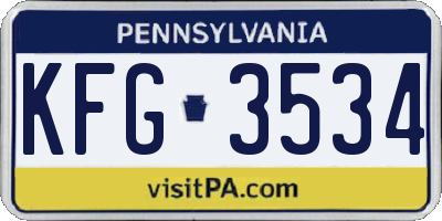 PA license plate KFG3534