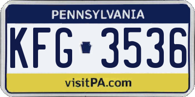 PA license plate KFG3536