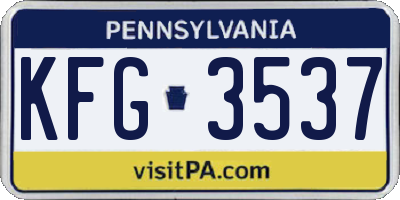 PA license plate KFG3537