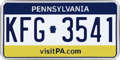 PA license plate KFG3541