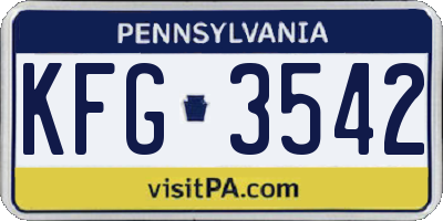 PA license plate KFG3542