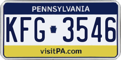 PA license plate KFG3546