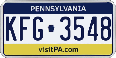 PA license plate KFG3548