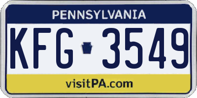 PA license plate KFG3549