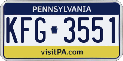 PA license plate KFG3551