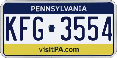 PA license plate KFG3554