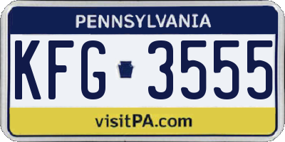 PA license plate KFG3555