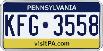 PA license plate KFG3558
