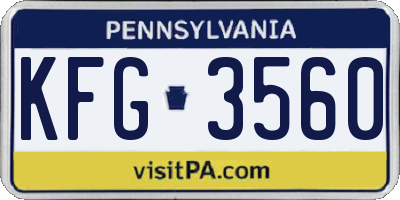 PA license plate KFG3560