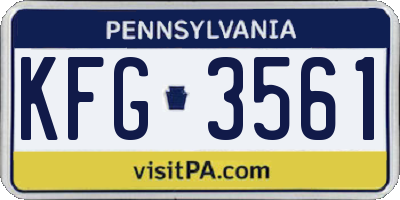 PA license plate KFG3561