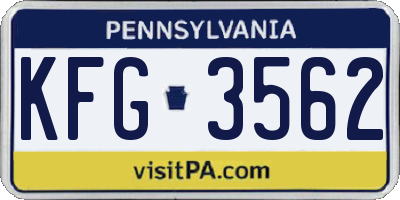 PA license plate KFG3562