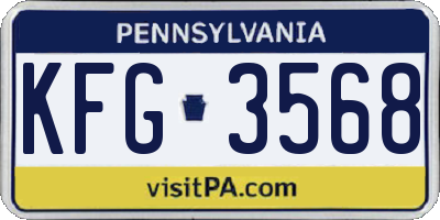 PA license plate KFG3568