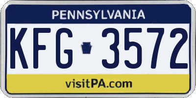 PA license plate KFG3572