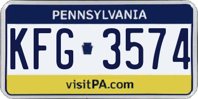 PA license plate KFG3574