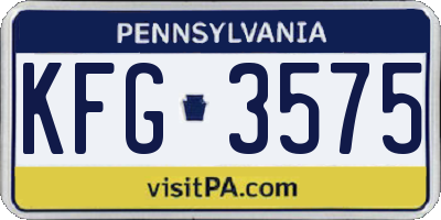 PA license plate KFG3575