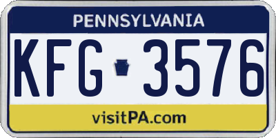 PA license plate KFG3576