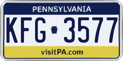 PA license plate KFG3577