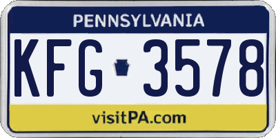 PA license plate KFG3578