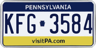 PA license plate KFG3584