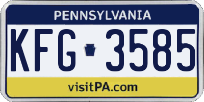 PA license plate KFG3585