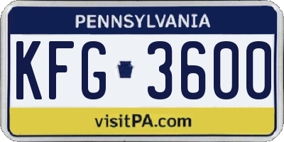PA license plate KFG3600