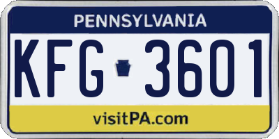 PA license plate KFG3601