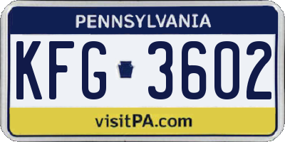 PA license plate KFG3602
