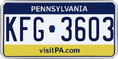 PA license plate KFG3603