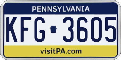PA license plate KFG3605