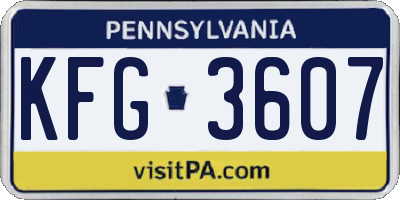 PA license plate KFG3607