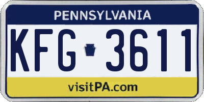 PA license plate KFG3611