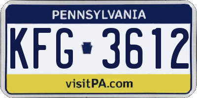 PA license plate KFG3612