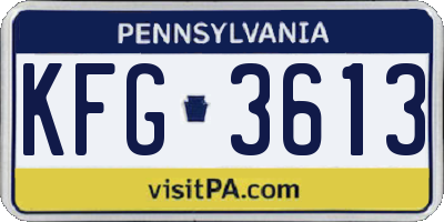 PA license plate KFG3613