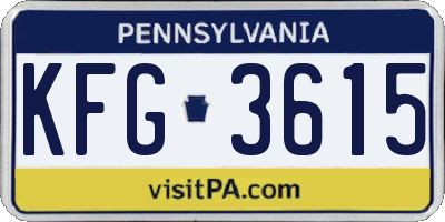 PA license plate KFG3615